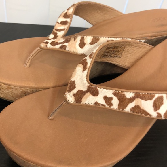 Ugg Natassia calf hair cork Wedge Flip Flop Sandals size 10 - Picture 2 of 10